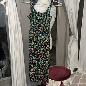 Wonder Nation black & colorful safari palm tree animals long dress Medium (7-8)​
